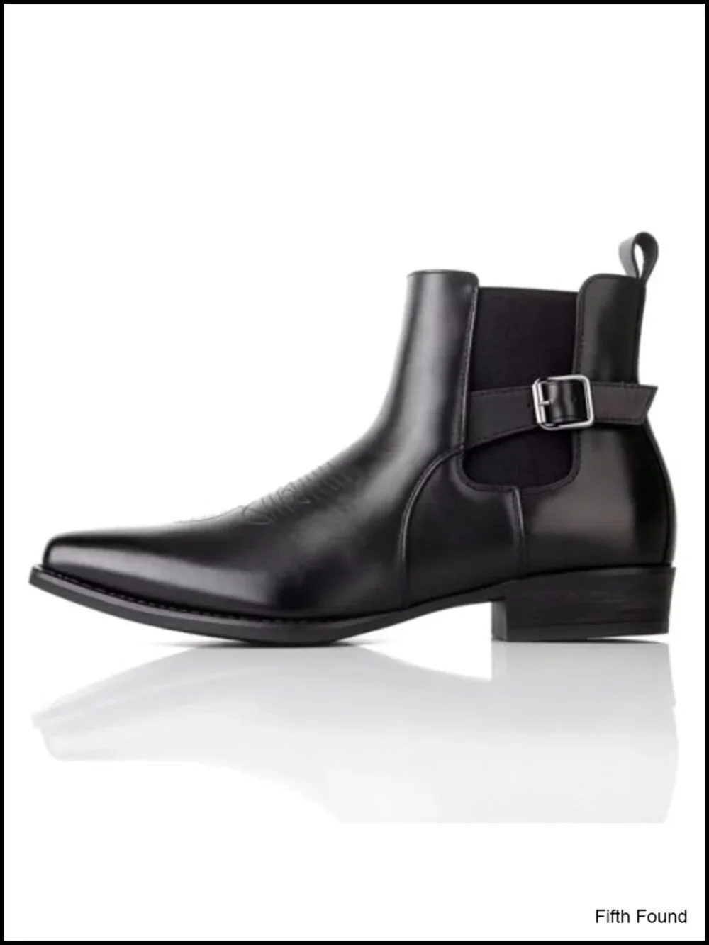 Vintage Patent Leather Chelsea Ankle Boots with Embroidered Detail Steel Toe